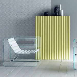 poltrona design original / em couro / em vidro / preta