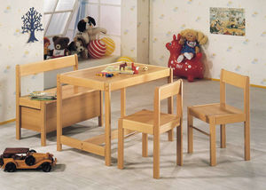 banco estofado contemporâneo / em madeira / infantil (unissexo) / com encosto