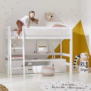 quarto infantil branco / amarelo / em madeira lacada / de menina