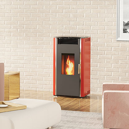 Salamandra a pellets - LUCA 12 - Alfa-Plam  a.d. - 12 kW / contemporânea / em aço inoxidável