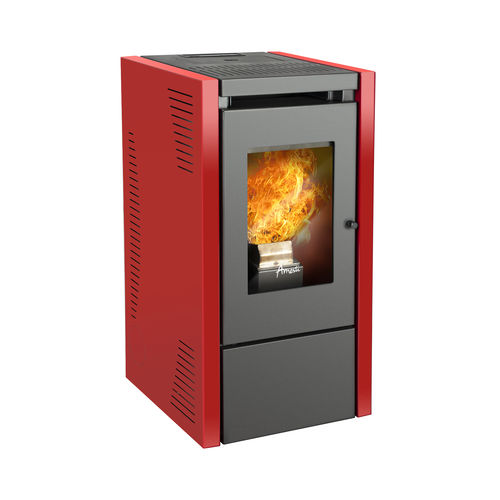 Salamandra a pellets - ITALY 7100 - AMESTI FIREPLACES - 5 kW–10 kW / de piso / contemporânea
