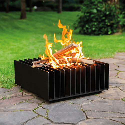Braseiro de jardim a lenha - FIRE/ERIZO/50/50 - KRATKI - em aço / quadrado / preto