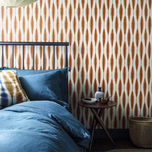 Papel de parede contemporâneo - KASURI - Scion - estampado / efeito de tecido / laranja