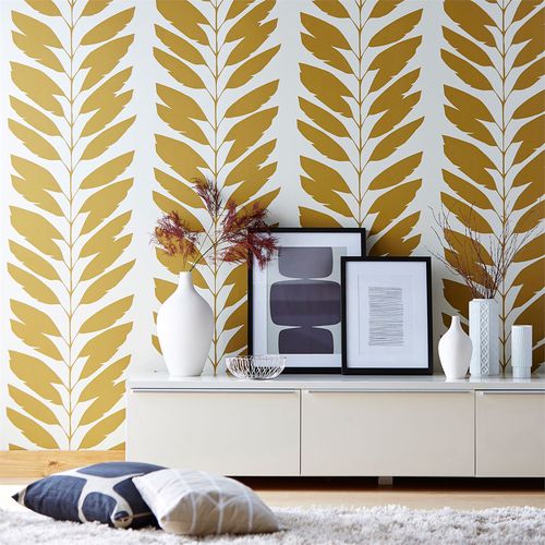 Papel de parede contemporâneo - MALVA - Scion - floral / com padrão geométrico / efeito de tecido