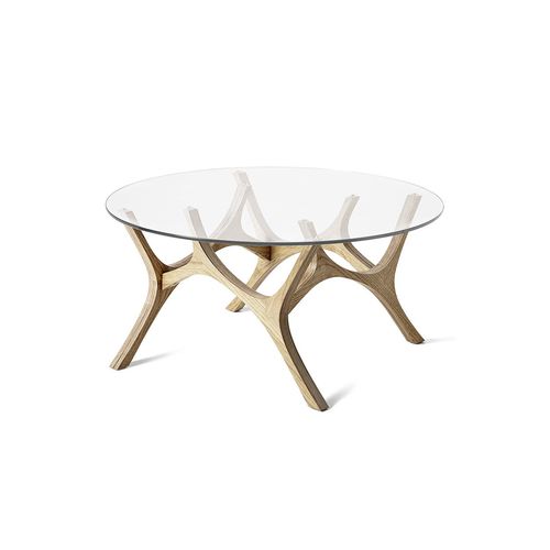Mesa de centro contemporânea - MOOSE - Tabanda - em vidro temperado / com base em carvalho / com base em madeira compensada