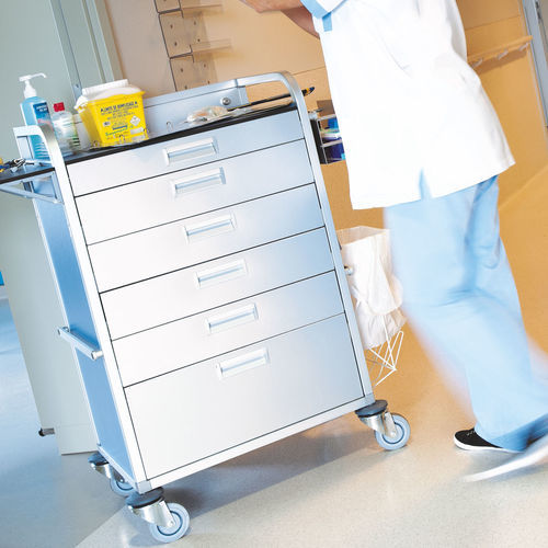 Carrinho auxiliar - Mercura Industries - para registos médicos / para hospital / de transporte