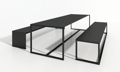 Conjunto de mesa e bancos contemporâneo - SUPERMETAL - Iduna S.A. - metálico / para jardim / para ambiente externo