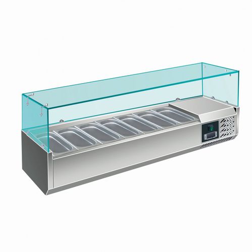 Vitrina refrigerada tipo balcão - EVRX 1600/33 - SARO - em aço inoxidável / sem portas / com 7 planos