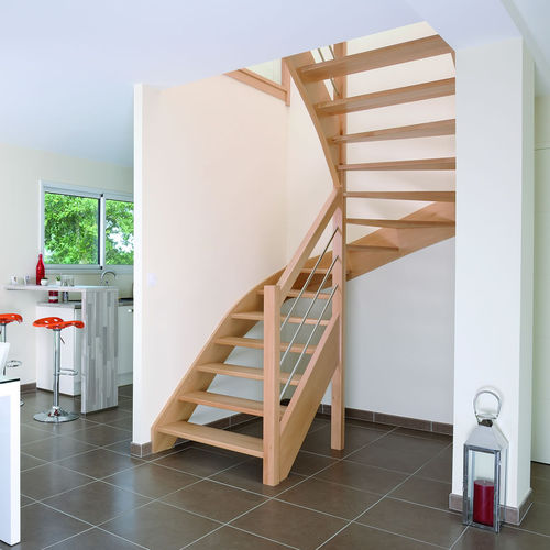 Escada em U - AUTHENTIQUE - RIAUX ESCALIERS - em L / com degraus em madeira / com estrutura em madeira