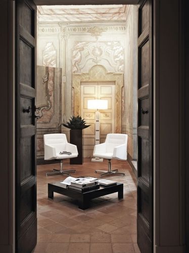 Cadeira para interlocutor contemporânea - KAMELIA - KASTEL srl - em tecido / giratória / da linha comercial