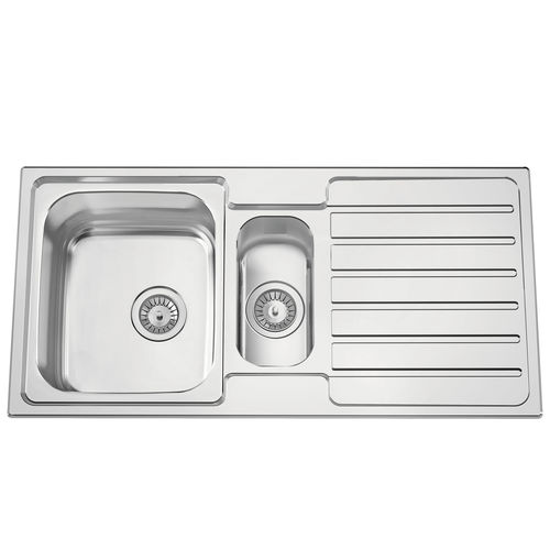 Pia com 2 cubas - URBAN 100 - RODI HOME – kitchen sinks and accessories - com escorredor / em aço inoxidável polido / de sobrepor