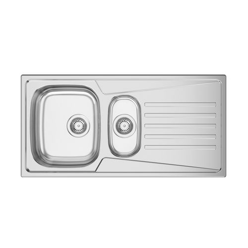 Pia com 2 cubas - KERAN 100 - RODI HOME – kitchen sinks and accessories - com escorredor / em aço inoxidável polido / de sobrepor
