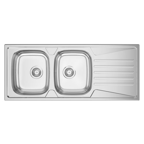 Pia com 2 cubas - KERAN 120 - RODI HOME – kitchen sinks and accessories - com escorredor / em aço inoxidável polido / de sobrepor