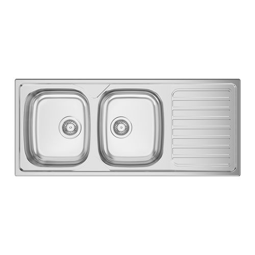 Pia com 2 cubas - OKIO LINE 116 - RODI HOME – kitchen sinks and accessories - com escorredor / em aço inoxidável / em aço inoxidável polido