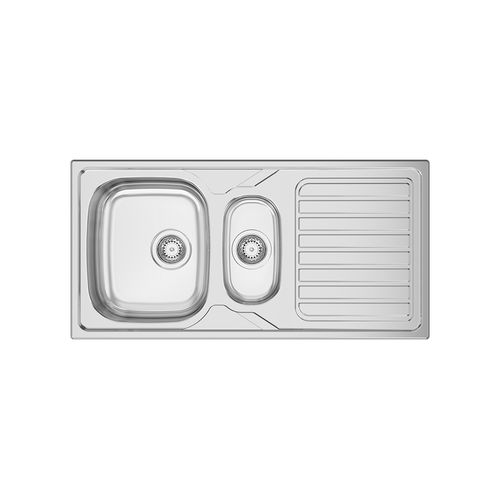 Pia com 2 cubas - OKIO LINE 100 - RODI HOME – kitchen sinks and accessories - com escorredor / em aço inoxidável / em aço inoxidável polido
