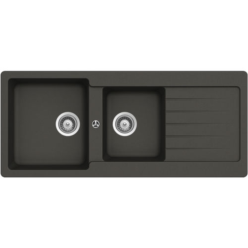 Pia com 2 cubas - 116 ASPHALT - RODI HOME – kitchen sinks and accessories - com escorredor / em compósito / de sobrepor