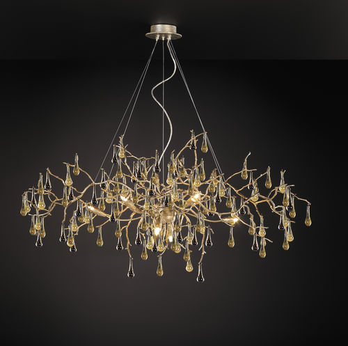 Lustre clássico - OVAL S - Serip - em vidro / em bronze / para 8 lâmpadas