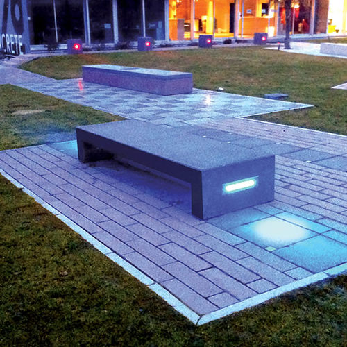 Banco para espaço público contemporâneo - TOKYO® - QUARTZO DESIGN - em pedra reconstituída / com iluminação