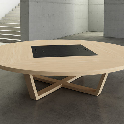 Mesa de reunião contemporânea - MODULOS - SOTUBO - em madeira / em vidro / em couro