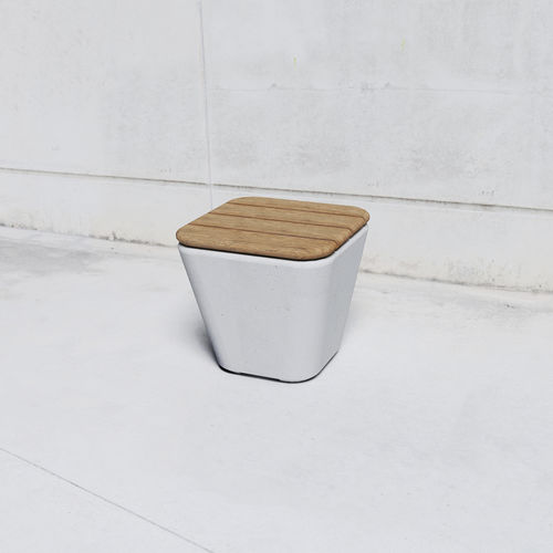 Banqueta de design minimalista - SMOOTH: 593.W - SIT Urban Design - em madeira maciça / com base em concreto / com pé central