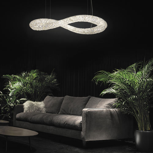 Lustre contemporâneo - INFINITY - Manooi - em cristal / em aço inoxidável polido / da linha comercial