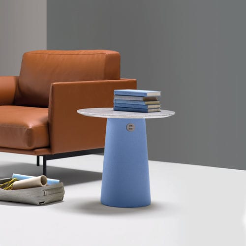 Mesa lateral contemporânea - ENOKI - Quinti. - em mármore / com base metálica / circular