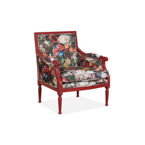 Poltrona de estilo - ZORA - AM LIVING - em tecido / em madeira laqueada / com almofada removível