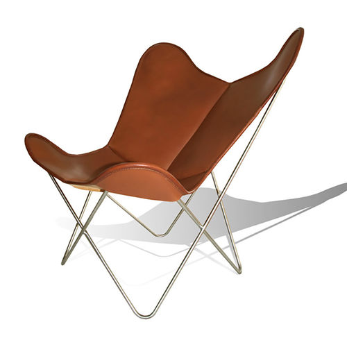 Poltrona contemporânea - HARDOY BUTTERFLY  - WEINBAUMS - em couro / em aço inoxidável / com capa removível