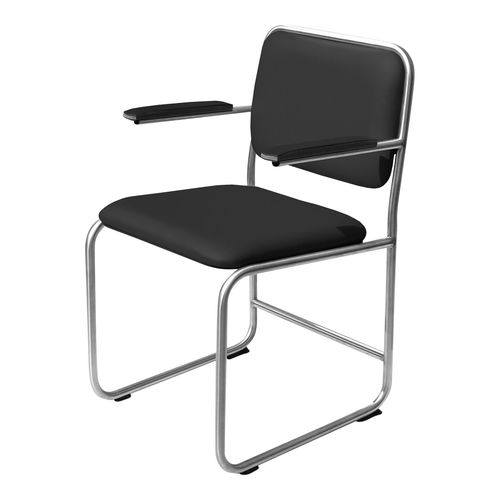 Cadeira de design Bauhaus - WB2 - WEINBAUMS - para ambiente interno / em couro / com base em aço inoxidável