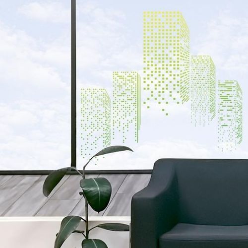 Película decorativa para aplicação em vidro - MAT OPAL - SolarScreen International - em PET / adesiva / estável aos UV