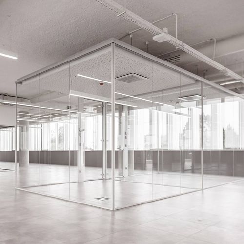 Divisória removível - UNICA SLIM - DIVILUX - em vidro / da linha comercial / para escritório