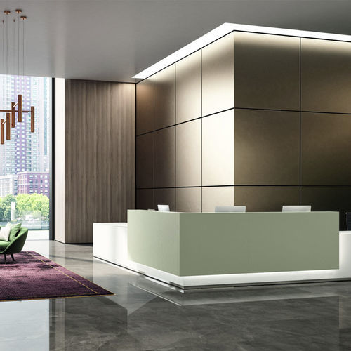 Balcão de recepção em L - VISION - UFFICIO DESIGN ITALIA - em madeira