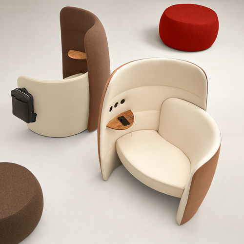 Poltrona contemporânea - PHONE - UFFICIO DESIGN ITALIA - em tecido / metálica / com prancheta