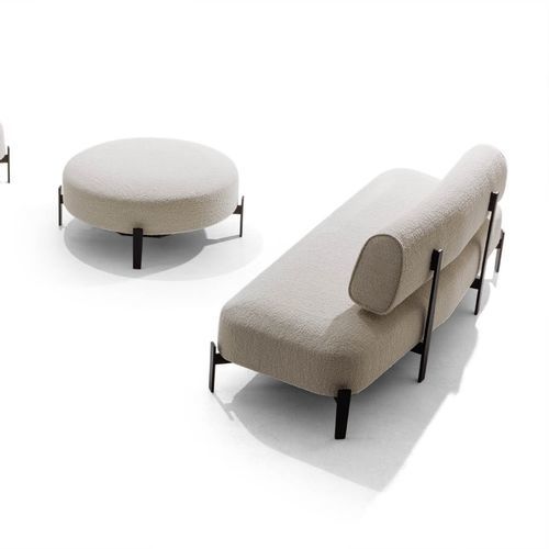 Banqueta contemporânea - OSCAR - True Design srl - em tecido / com base metálica / redonda