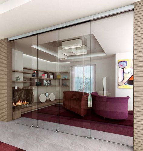 Sistema deslizante para porta - SEEGLASS LUX - C3 Systems SL - para porta de vidro