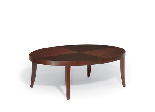 Mesa de centro clássica - MUSTANG - ALTURA - em nogueira / oval / com compartimento de arrumação