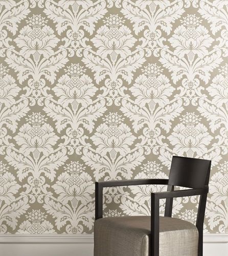 Papel de parede clássico - Non-troppo New - Equipo DRT - floral / efeito de tecido / cinza