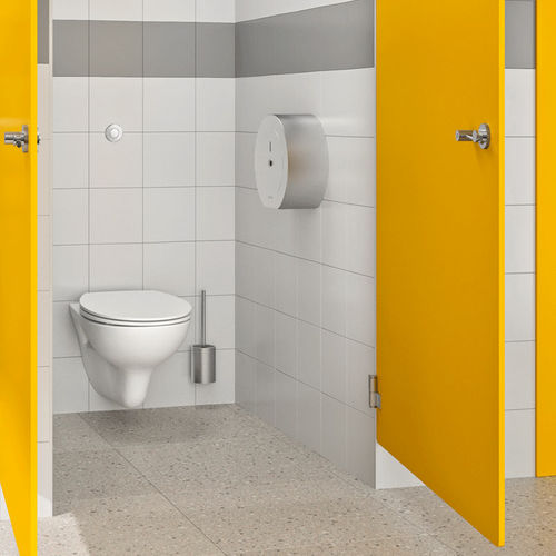 Dispenser de papel higiênico de parede - 510910 series - DELABIE - em aço inoxidável / preto / para banheiro coletivo