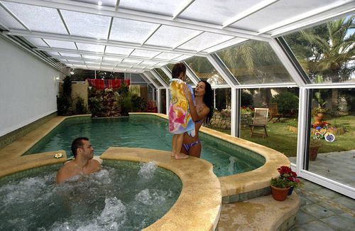 Cobertura de piscina alta - PALMA - abrisol - apoiada / telescópica / metálica