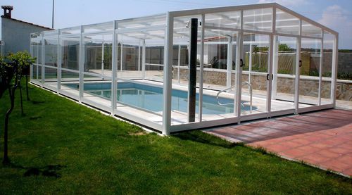 Cobertura de piscina alta - COLUMBRETE - abrisol - fixa / metálica / em policarbonato