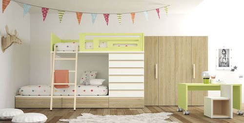 Quarto infantil branco - VERONA - Lagrama - verde / em madeira / unissexo