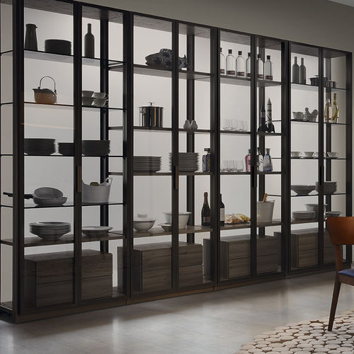 Armário de organização para cozinha contemporâneo - PIVOTANTES - Sistema Midi - em madeira / em vidro