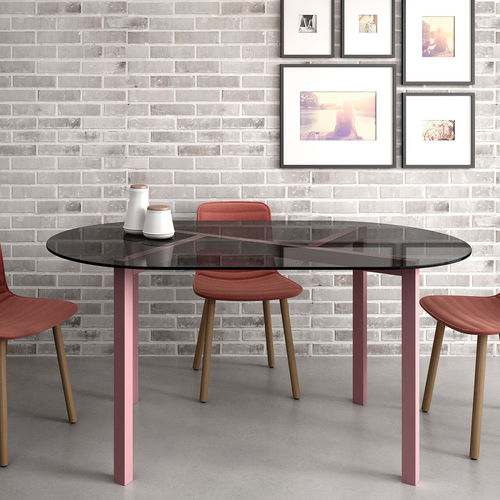 Mesa de jantar contemporânea - CENTRIC  - Sistema Midi - em madeira laqueada / em vidro laqueado / em cerâmica