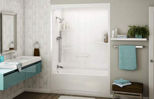 Banheira com chuveiro retangular - ALLIA TSR-6032 - MAAX bathroom - de embutir / em acrílico