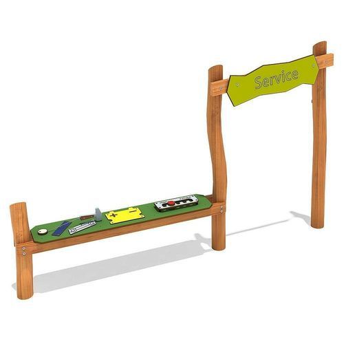 Estrutura lúdica para parque infantil - COUNTER SERVICE STATION - eibe Produktion + Vertrieb GmbH & Co KG - em aço inoxidável / em acácia-bastarda / em laminado de alta pressão