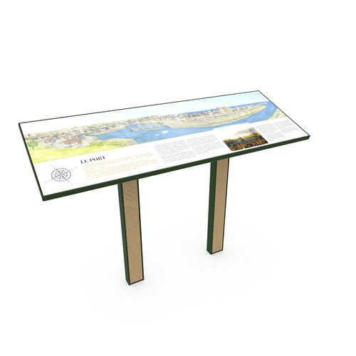 Mesa de orientação em madeira - ROBIN - Empreinte signalétique - em aço termolacado / em pedra vulcânica esmaltada / para espaço público