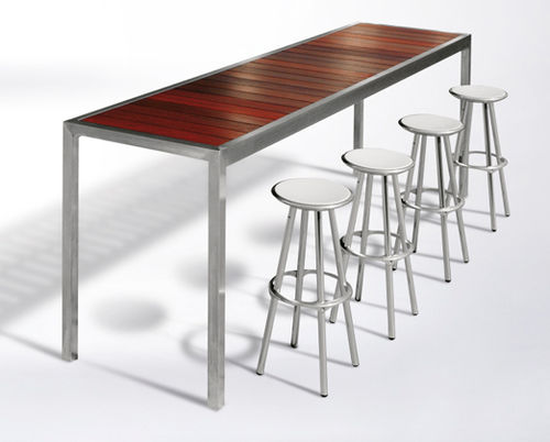 Mesa alta contemporânea - ALFRESCO - botton & gardiner urban furniture - em madeira / em aço inoxidável / retangular