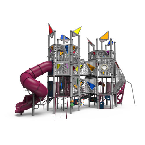 Estrutura lúdica para parque infantil - SKY TOWERS® : CRIMSON SKY - PLAYWORLD - metálica / em material plástico