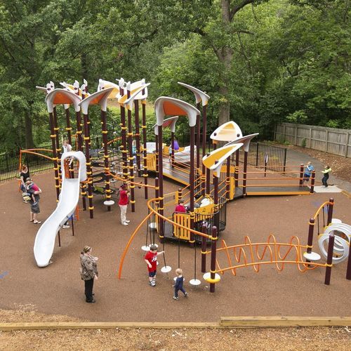 Estrutura lúdica para parque infantil - PlayBooster Netplex - Design 7108 - LANDSCAPE STRUCTURES - em aço revestido a pó / em polietileno / em plástico reciclado