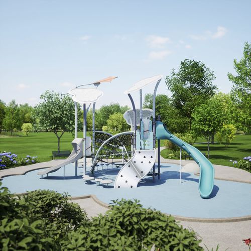 Estrutura lúdica para parque infantil - Billows&reg; EN - Design 6476 - LANDSCAPE STRUCTURES - em aço revestido a pó / em polietileno / modular